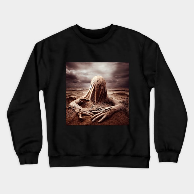 human figure made entirely out of sand crumbling Crewneck Sweatshirt by VegatchuSaga